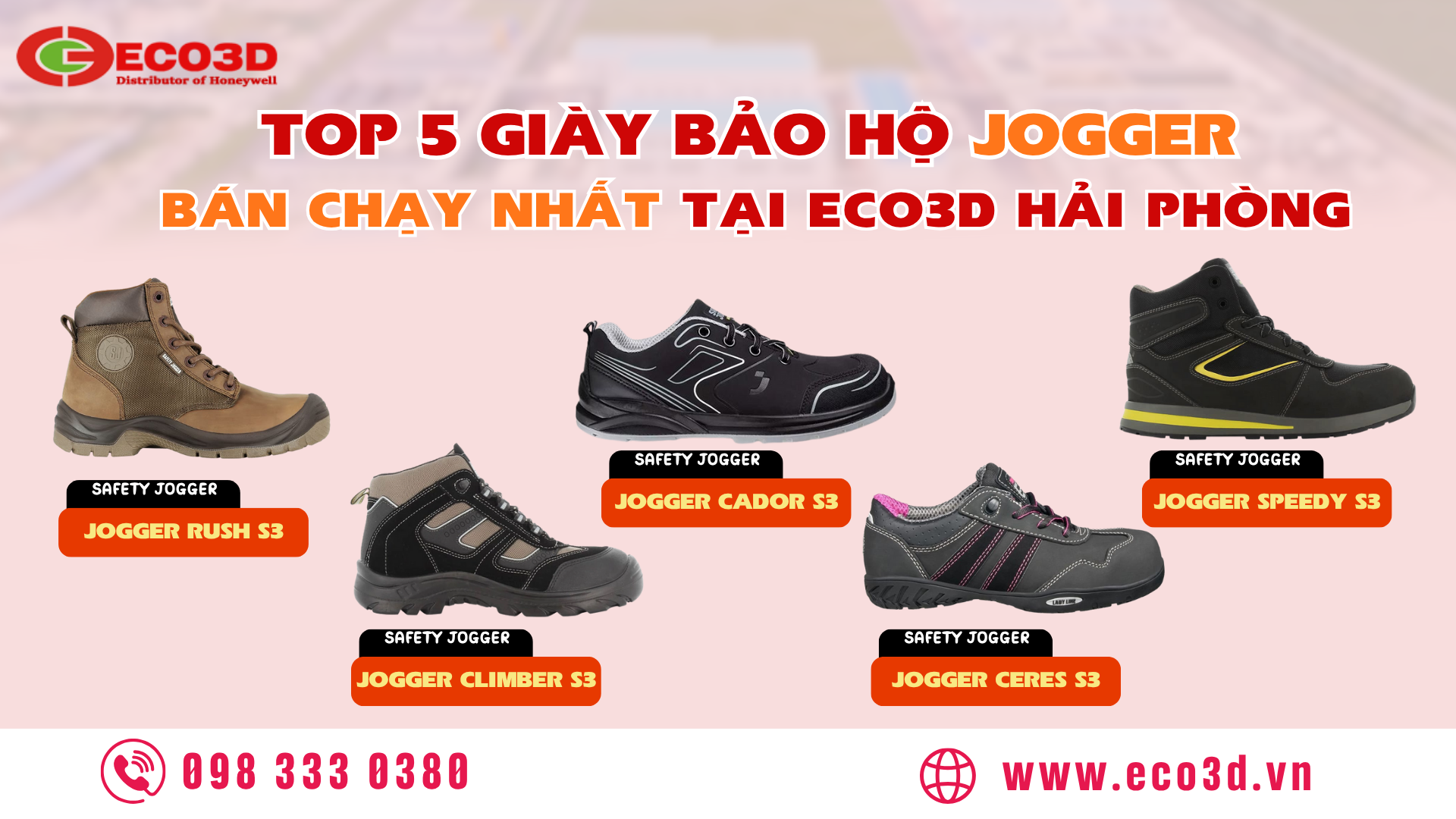 Top 5 Giày Bảo Hộ Jogger bán chạy nhất tại Eco3D Hải Phòng